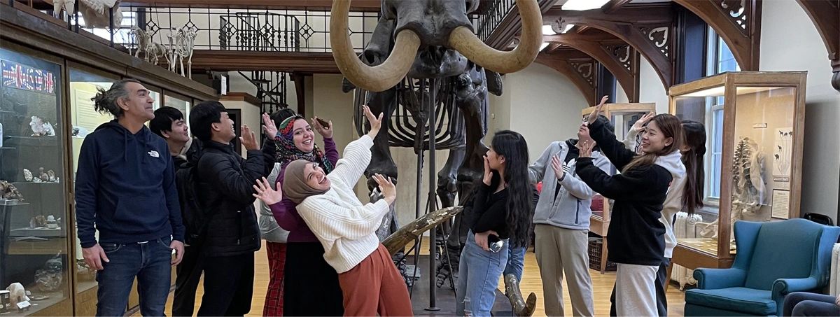 Students visiting the Geology Museum